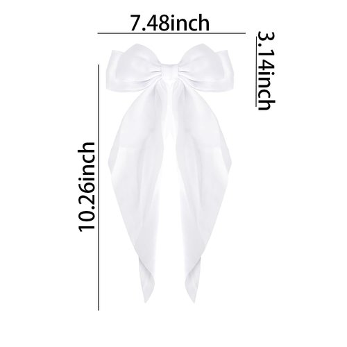 White Hair Clips for Girls Women Bowknot Hair Clip Hair Accessories for Women Girls Long Hair Bows for Women French Barrette Hair Clip for Women Tassel Ribbon Bowknot Hair Bridal Bow for Hair
