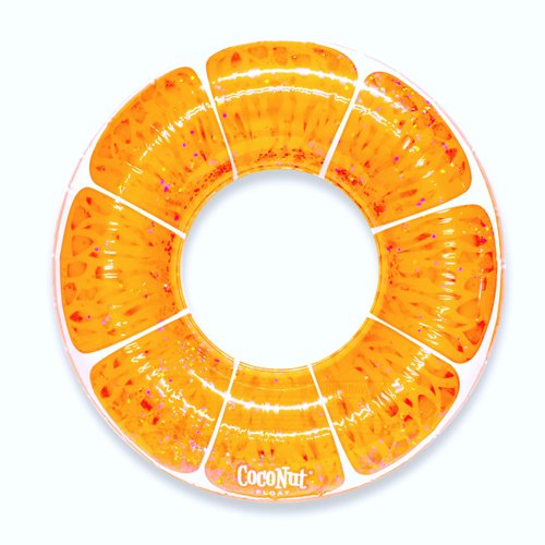 CocoNut Float Tangerine Orange Glitter Pool Float – Inflatable Ring Float – Durable Long Lasting 3.5 Foot Lounge Tube and Water Toy – Colorful Decoration for Summer Parties, Events – Ages 8+ Years