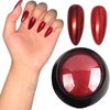 1 Box Mirror Nail Art Glitter Powder Holographic Metallic Red Chrome Nail Powder Dust Sequins UV Gel, Red Nail Chrome Powder for Nails Pigment Decoration (Red)