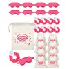 Bunnycool 24 Pcs Sleepover Party Supplies Birthday Party Favor with Satin Eye Mask Satin Hair Scrunchies(Rose Red)