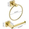 FORBATH Gold Toilet Paper Holder Towel Ring, Brushed Gold Bathroom Hardware, Hand Towel Holder Toilet Tissue Roll Holder Set, Wall Mount SUS304 Stainless Steel Bath Accessories, 2pcs