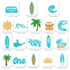 18pcs Glitter Summer Surfing Centerpiece Sticks Surfing 1st Birthday Party Decorations The Big One Party Surf Surfboard Theme Party Table Toppers for Surfer First Birthday Party Supplies