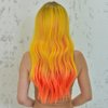 incohair 24 Inches Long Wavy Wigs for Women Heat Resistant Synthetic Ombre Wig with Bangs, Colorful Costume Wigs for Party Halloween Cosplay (ombre Yellow Orange)