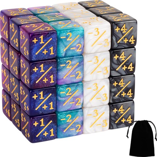 48 Pcs Magic The Gathering Dice Counters MTG Counter Dice Sets Tokens Marbled Buff D6 Dice Accessories Compatible with MTG, CCG, Card Games, 4 Colors