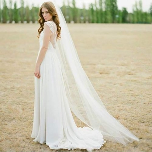 Bmirth 1 Tier Bride Wedding Veil Cathedral Length Ivory Bridal Veils Tulle Hair Accessories 118" Long Veils for Women