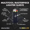 LighterBro Stealth Black - Stainless Steel Sleeve to Transform Your Pocket Lighter - Lighter Case with Poker, Super Sharp Knife & Scissors, Bottle Opener, Screwdrivers, & Keychain Holder