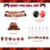Mpanwen Red Video Game Party Supplies - 212Pcs Gamer Gaming Party Decoration For Boys Birthday Party - Table Cover, Plates, Cups, Napkins, Utensils, Hanging Swirls, Banner, Topper Serves 16 Guests