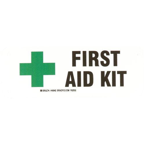 Brady 46842 Information Sign (First Aid Kit), Aluminum, 3 1/2" x 10"
