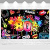 Avezano 80's Party Decorations Back to The 80s Banner 80s Backdrop 1980 Birthday Party Decoration Retro Graffiti Hip Hop 80's Party Supplies 70.8x43.3"