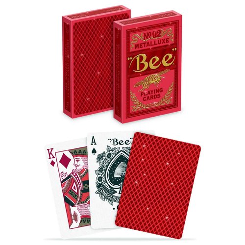 bee MetalLuxe™ Playing Cards - Red Foil Diamond Back, Standard Index