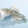 Teyglen Women Dainty Simple Full Rhinestones Mint Blue Bride Wedding Hair Comb Luxurious Hair Accessories Shiny Rhinestones Bridal Side Hair Combs for Women Bride Girls (Mint blue)