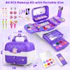 80 in 1 Kids Makeup Kit for Girls, Washable Kids Makeup Sets Girls Toys, Pretend Play Makeup Set Toy for Dress Up with Makeup Case Christmas & Birthday Gifts for Girls Age 3-12 Kids Toddlers, Purple