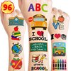 Welcome Back To School Temporary Tattoos Theme Birthday Party Decorations Supplies Favors Cute Bus Fake Tattoo Stickers 96 PCS Gifts for Kids Girls Boys Teachers Students Classroom Rewards Carnival