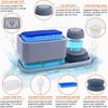 4 in 1 Dish Soap Dispenser and Sponge Holder Set for Kitchen Sink with Soap Dispensing Dish Brush, Sink Tray, Scrub Sponge, Brush Head