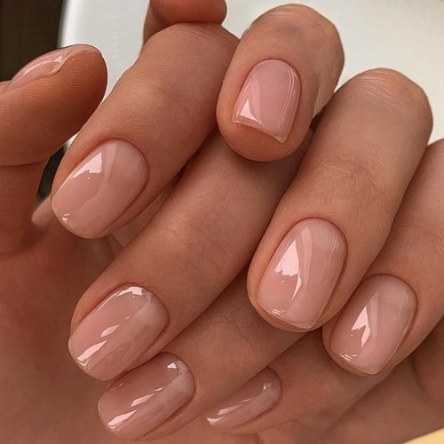 Nude Acrylic Press on Nails Short Square Fake Nails Solid Color False Nails with Glue Natural Artificial Nails Full Cover Glossy Stick on Nails for Women and Girls DIY Manicure 24PCS