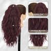 BARSDAR Red Ponytail Extension - 18 Inch Claw Clip Ponytail Hair Extensions for Women - Curly Wavy Multi Layered Synthetic Clip in Ponytail Hairpieces Daily Party Halloween - Dark Burgundy