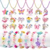 xFFFun Little Girls Jewelry Ages 4-6, Kids Unicorn Play Jewelry Set, Rings Necklaces Bracelets for Toddler Girl 3-5 6-8, Princess Costume Dress Up Childrens Jewelry 5-7, Gifts for 3 4 5 6 7 8 Year Old