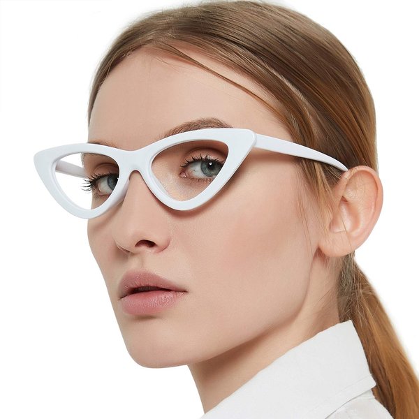 MARE AZZURO Cateye Computer Reading Glasses Women Blue Light Blocking Readers 0 1.00 1.25 1.50 1.75 2.00 2.25 2.50 2.75 3.00 3.50 4.00 5.00 6.00 (White, 150)