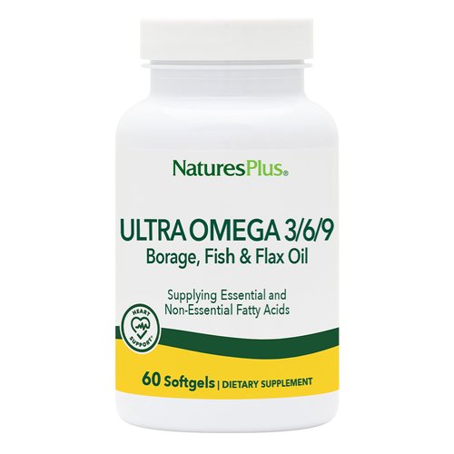 Natures Plus Ultra Omega 3 6 9-1200 mg, 60 Softgels - Borage Oil, Fish Oil, Flax Oil Supplement, ...