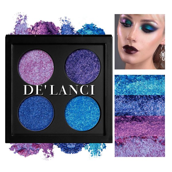 oygcee Multichrome Metallic Chameleon Eyeshadow Palette - Glitter Eyeshadow Holographic Multi-Dimensional Eye Sparkle Looks,High Pigmented Purple Blue Green Shade for Women Girls,Vegan & Cruelty-Free