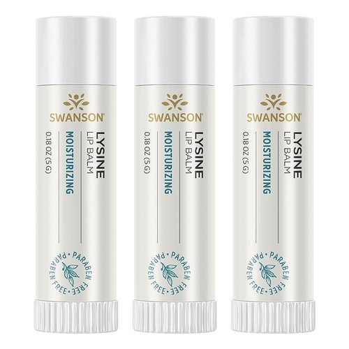 Swanson Lysine Lip Balm 0.18 Ounce (5 g) Balm (3 Pack)