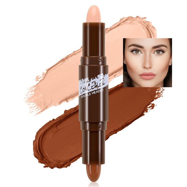 AFGHOUZ 2 In 1 Contour Stick, Cream Bronzer and Highlighter Stick, Waterproof Contouring Makeup Pen, Face Shaping Concealer Long Lasting Natural