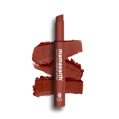MAMAEARTH Moisture Matte Lipstick (Peach Nude) | Infused with Vitamin E | 12-Hour Long Stay & 8-Hour Moisture Lock | Cruelty-Free & Smudge-Proof | 0.07 Oz/2g