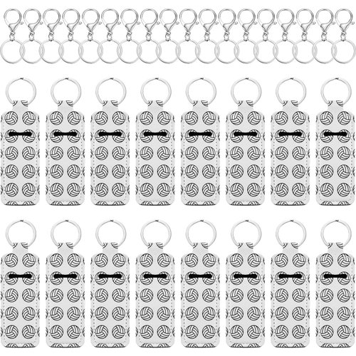 16 Pieces Volleyball Lipstick Holder Keychains Volleyball Lipstick Balm Holder Keychain Clip-on Lipstick Sleeve Pouch with 16 Pieces Metal Clip Cords for Lipstick Tracker