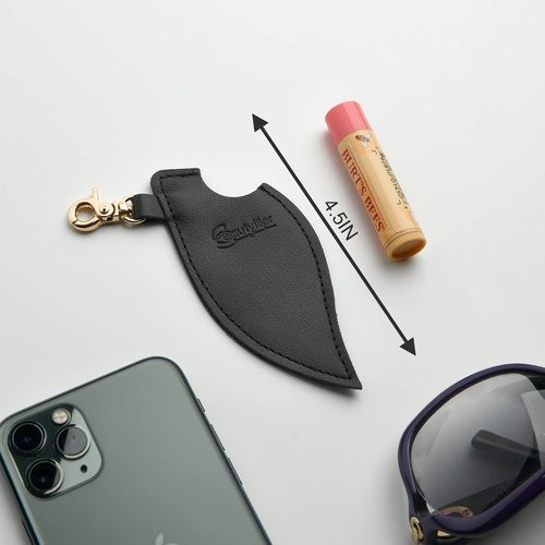 Beautyflier Clip-on Chapstick Sleeves, Soft Leather Keychain Lipstick Holder Chapstick Pouch Lip Balm Holder Travel Accessories