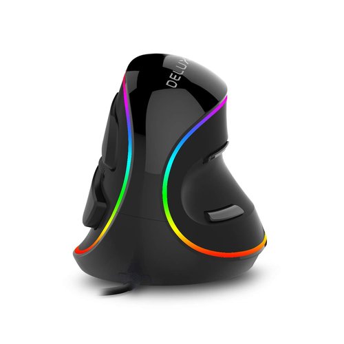 DeLUX Ergonomic Vertical Mouse, Wired Ergo Mouse for Large Hands, 6 Programmable Buttons, Up to 12800 DPI, Removable Wrist Rest, Vibrant RGB Backlit, for Windows 7/8/10/XP/Vista (M618Plus RGB-Wired)