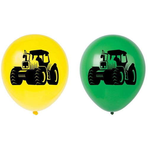 Tractor Latex Balloons, 12inch (16pcs) Green Yellow Farm Tractor Birthday Party Decorations, Supplies