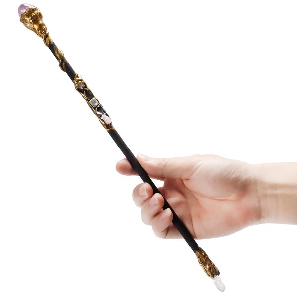 Rich Boxer Fine Handcrafted White Crystal and Amethyst Crystal Magic Wand Cosplay Magic Wand for Witches and Wizards