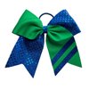 New "CONFETTI STRIPES Royal Blue Green" Cheer Bow Pony Tail 7 Inch Girls Hair Bows Cheerleading Dance Practice Football Games Competition Birthday Tick Tock Grosgrain Ribbon