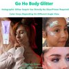 Go Ho Clear White Body Glitter,Festival Rave Outfits for Women,Holographic White Face Glitter Gel,Mermaid Face Paint Glitter Sequins,Fairy White Makeup Chunky Glitter,Rave Accessories