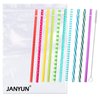 JANYUN 30 Pieces Reusable Plastic Straws BPA-Free 9" Colorful Printing Hard Platic Stripe Drinking Straw for Mason Jar Tumbler Family or Party Use Cleaning Brush Included(Random Pattern) (Straight)