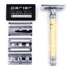 Parker THE CONVERTIBLE 69CR Duel Head Double Edge Safety Razor with Both Open and Closed Comb Heads Included to Customize your Shave, Includes 5 Parker Blades too