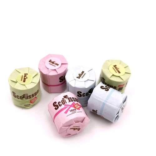 SXFSE Dollhouse Decoration Accessories, 1:12 Dollhouse Miniature Scene Model 6 PCS Paper Towels Set (6 PCS, 12 x 11 mm)