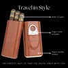 Mantello Cigar Case, Cedar Wood Lined Cigar Case Travel, Cigar Holder Case with Cigar Cutter- Cigar Case for Men, Brown Leather Cigar Case