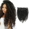 Clip in Human Hair Extensions Jerry Curly 3B 3C Real Hair Clip in Extensions For Black Women Natural Black Color 100% Brazilian African American Hair Extension (22 inch, Jerry Curly #1B)
