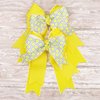 Yellow & White Equestrian Hair Bows-Available on French Barrette, Alligator Clip, Ponytail Elastic (Pair of Bows 6" Tail Alligator Clip) (French Barrette)