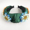 Yusier Baroque Rhinestone Crystal Headbands for Women Embroidered Hair Band Exquisite Hairband Women's Hair Accessories Hair Hoop A Variety of Colors, Satin Fabric (Dark Green)