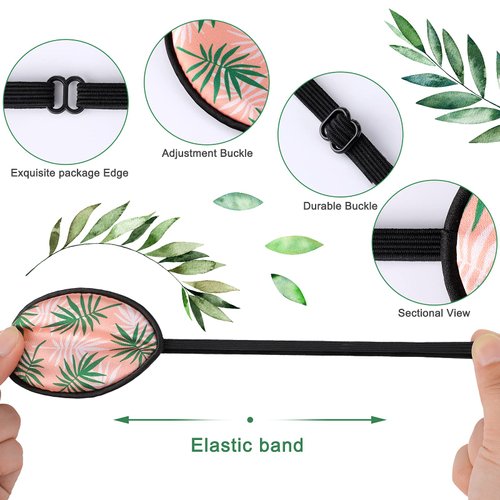 Silk Eye Patch for Adults Kids Adjustable Eye Patch 4 Pieces Lazy Eye Patches with Elastic Strap Single Right or Left Pirate Eye Patch Soft Silky Eyepatch with Unicorn Skull Leaves Wave Pattern