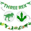 Dinosaur 3rd Birthday Decorations, 3 Rex Birthday Party Supplies - Three Rex Banner, Cake&Cupcake Toppers, Dinosaur Balloons,Temporary Tattoos for Roar I’m 3 Boys Girls Birthday