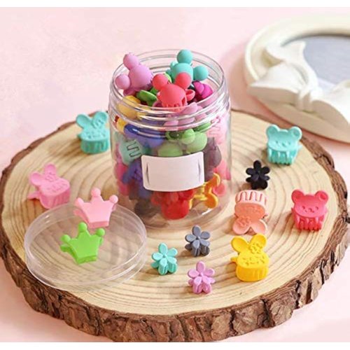 50 Piece Mini Hair Pins, Magnoloran Hair Claw Clip Snap Hair Bows Clips Hairpin Barrettes for Toddlers Baby Girls Kids Children Women Hair Accessories Including Flower, Crown, Rabbit, Bear