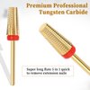 Qianyu Super Long 5 in 1 Nail Drill Bits Professional 3/32'' Carbide Tungsten Two Way Rotary Use for Both Left and Right Handed Advanced Safety Bits Fast Remove Acrylic Nails for Manicure Pedicure