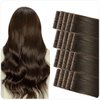 SUYYA Invisible Tape in Hair Extensions Human Hair Darkest Brown Seamless Injected Hand-Tied Pro Quality Virgin Human Hair 20PCS 40G/Pack Straight Tape Ins(16 inch #2 Darkest Brown)