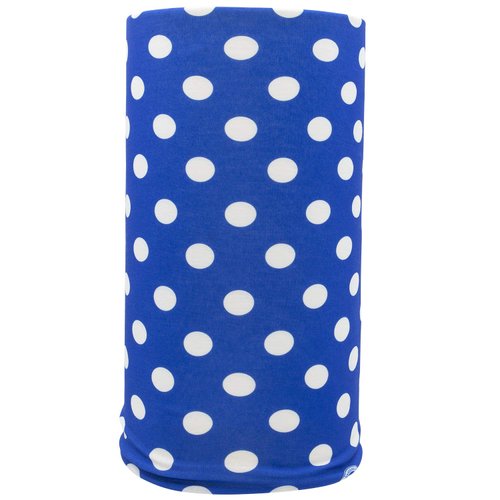 Bandana.com Royal Blue Polka Dot Tube Headband Cooling Headband, Sports Headbands Unisex, Moisture Wicking - Single Piece