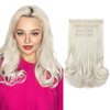 REECHO Clip in Hair Extensions, 4PCS Lace Weft Hair Extensions 14" Short Wavy Hair Extensions Invisible Hair Extensions Clip Ins Natural Soft Hairpieces for Women, Platinum Blonde