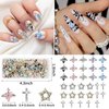 40PCS Planet Nail Charms, 3D Cross Nail Charms for Acrylic Nails Shiny Saturn Shape Nail Art Alloy Diamond Star Nail Gems for Women Girls DIY Nail Art Decoration