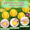Bgtecho 24Pack Mini Softball,1.6 Inch Mini Sports Stress Balls,Mini Yellow Baseball Softballs for Kids,Mini Foam Sports Ball for Sports Theme Party Favors School Carnival Reward